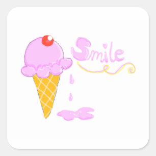 Smile Ice Cream Square Sticker