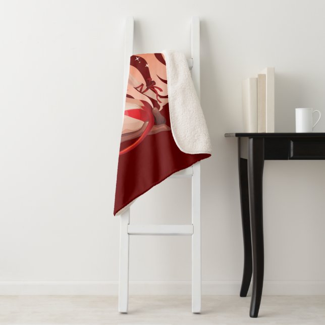 Smile If You Would Do Me - Naughty Devil Sherpa Blanket (In Situ)
