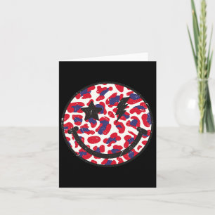 Smile In Leopard Print With Usa Flag Colour Indepe Card