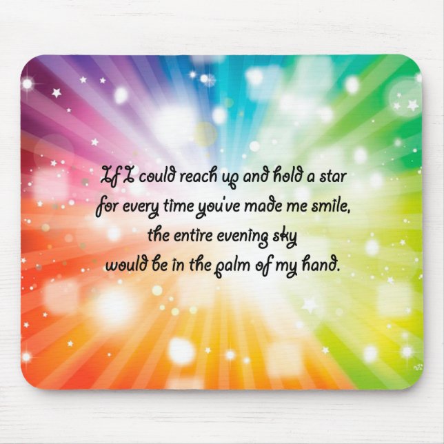 Smile Inspirational Happy Quote Star Rainbow Mouse Pad (Front)