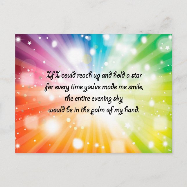 Smile Inspirational Happy Quote Star Rainbow Postcard (Front)