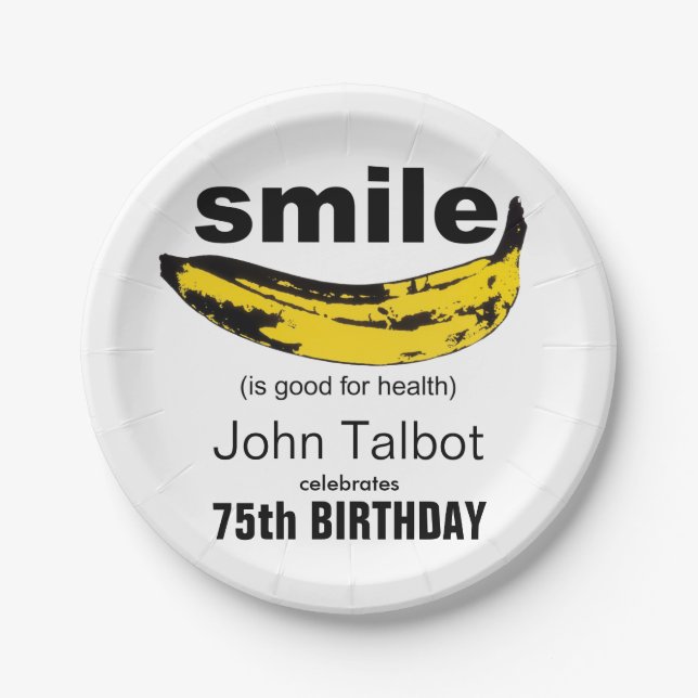 Smile is good 75th Birthday Party Paper Plate (Front)
