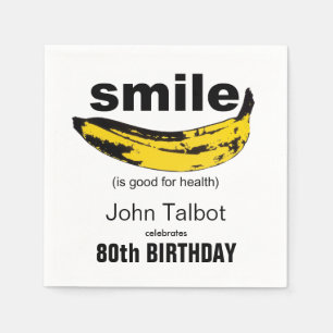 Smile is good 80th Birthday Party Paper Napkin