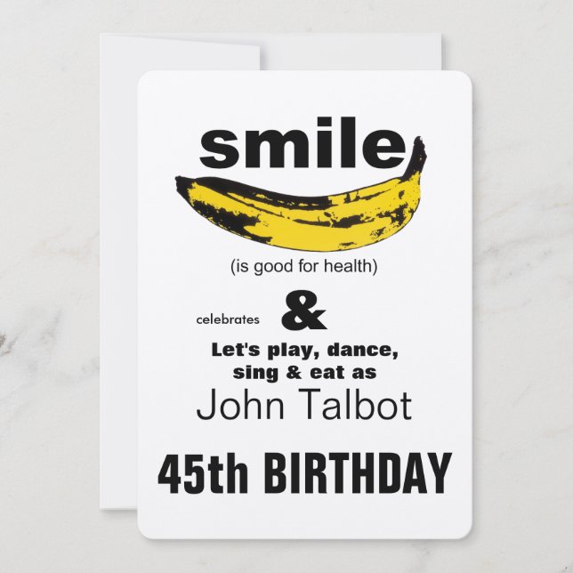 Smile is good for Health 45th Birthday Invitation (Front)
