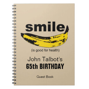 Smile is good for Health  65th Birthday Guestbook Notebook