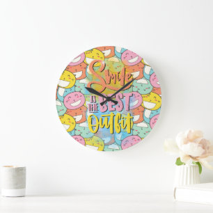 Smile is the best outfit! Motivational Large Clock
