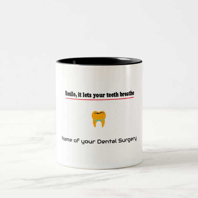 Smile, it let's your teeth breathe Two-Tone coffee mug (Center)