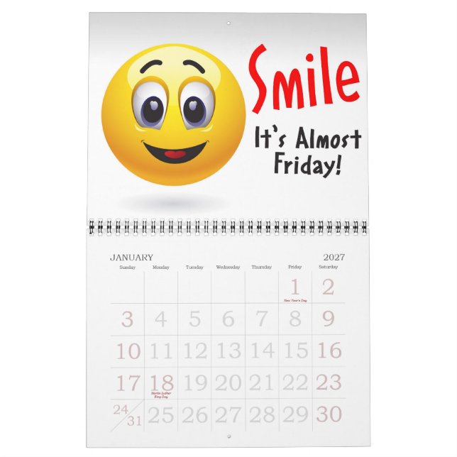 Smile - It's Almost Friday! Calendar (Jan 2027)