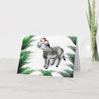 Smile Its Christmas Funny Donkey Greeting Card