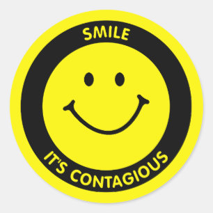 SMILE IT'S CONTAGIOUS CLASSIC ROUND STICKER