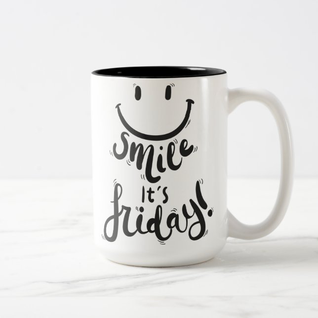 Smile its friday Happy Two-Tone Coffee Mug (Right)