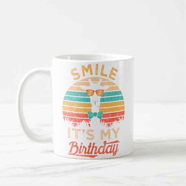 Smile It'S My Birthday Funny Giraffe Glasses And B Coffee Mug (Left)