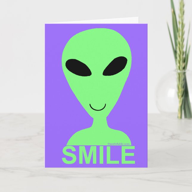 Smile It's Your Birthday Happy Alien Greeting Card (Front)