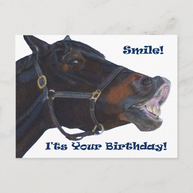 Smile!  It's Your Birthday! Horse Postcard (Front)