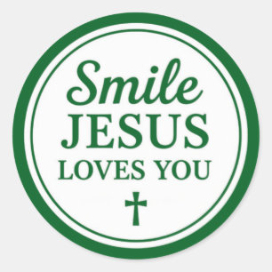Smile Jesus Loves You Classic Round Sticker