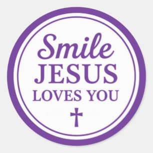 Smile Jesus Loves You Classic Round Sticker