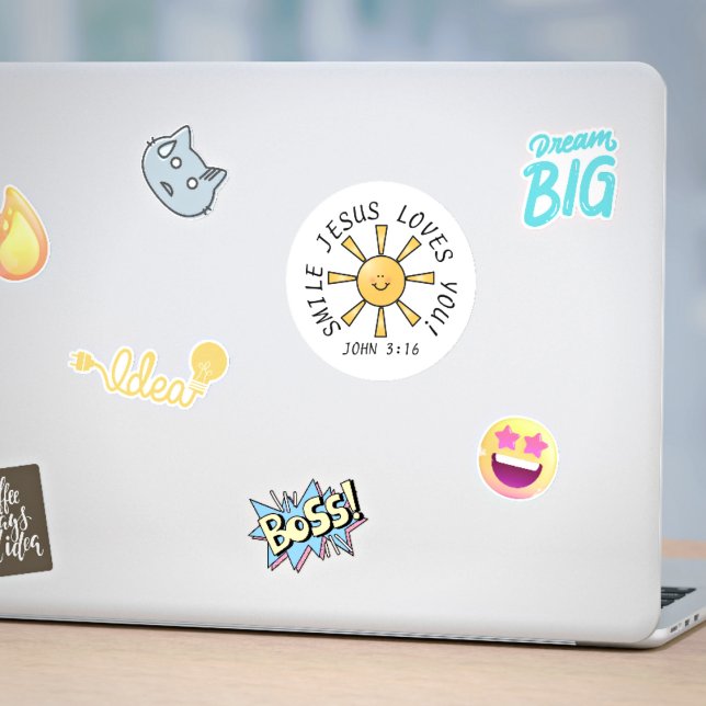 Smile Jesus Loves You Classic Round Sticker (Creator Uploaded)