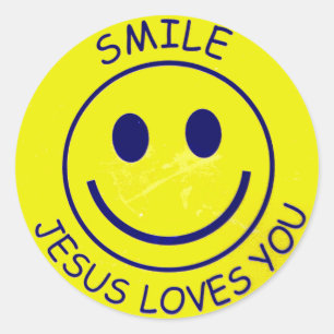 Smile Jesus Loves You Classic Round Sticker