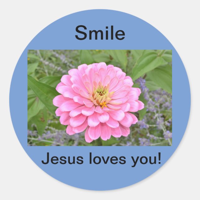 Smile Jesus loves you Classic Round Sticker (Front)