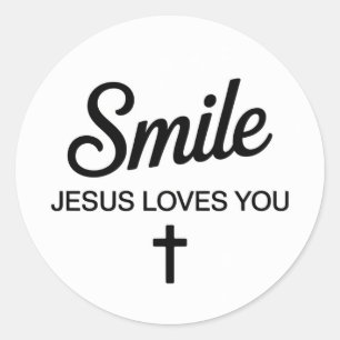 Smile Jesus Loves You Classic Round Sticker