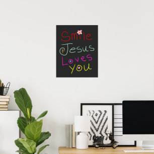‘Smile Jesus Loves You’ Colourful Script Poster