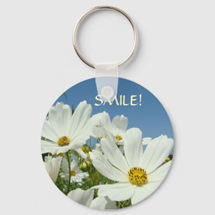 SMILE! key chain White Daisies Keychains Flowers