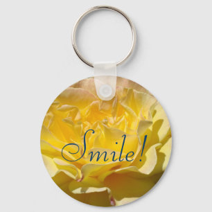 Smile! keychain Yellow Smile Rose Flower key chain