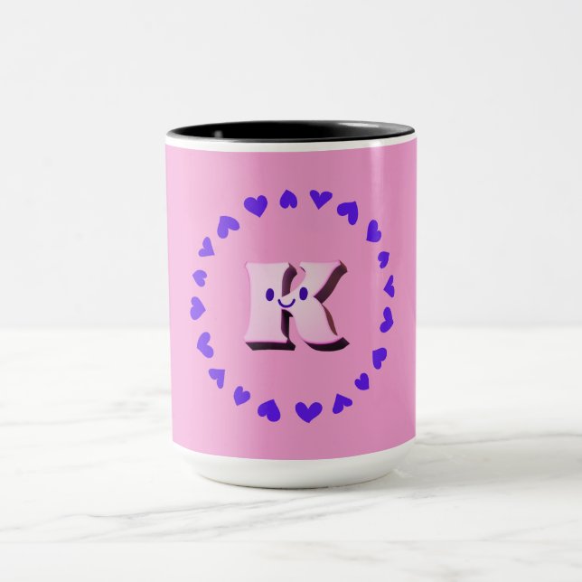 Smile Letter K With Hearts Coffee Mug (Center)