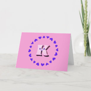 Smile Letter K With Hearts Note Card