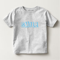 "Smile" light blue letters grey
