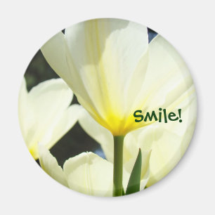 Smile! magnet Yellow White Tulip Flowers Holidays