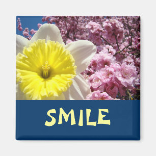 SMILE magnets Daffodil Flowers Pink Blossoms