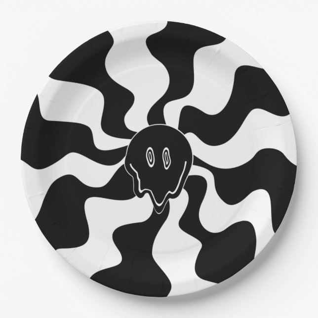 Smile Melt - Black and White Paper Plate (Front)