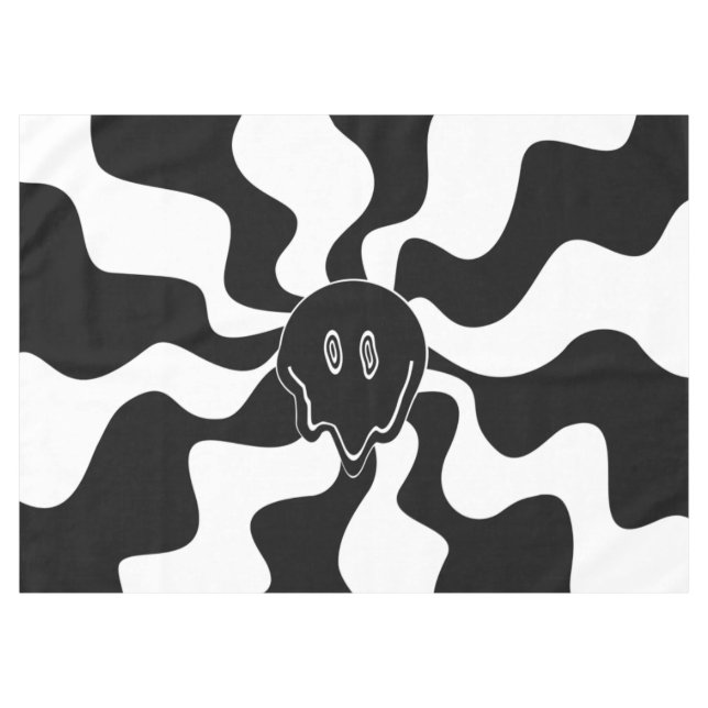 Smile Melt - Black and White Tablecloth (Front (Horizontal))