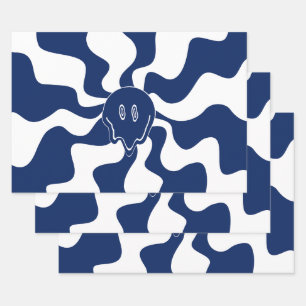 Smile Melt in Blue and White Wrapping Paper Sheet