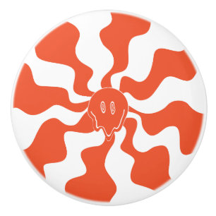 Smile Melt in Orange & White Ceramic Knob