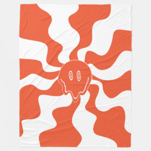 Smile Melt in Orange & White Fleece Blanket