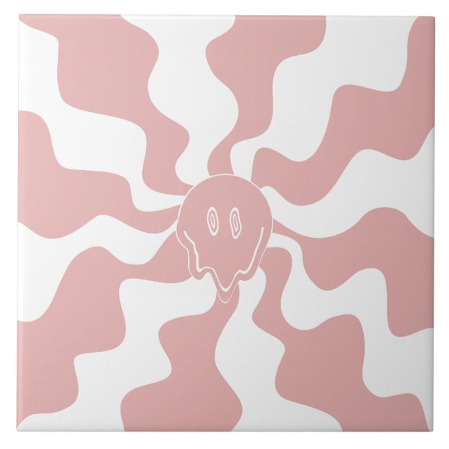 Smile Melt in Pink & White Ceramic Tile (Front)