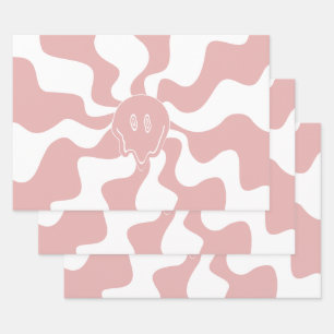 Smile Melt in Pink & White Wrapping Paper Sheet