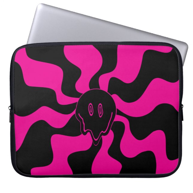 Smile Melt - Magenta and Black Laptop Sleeve (Front)