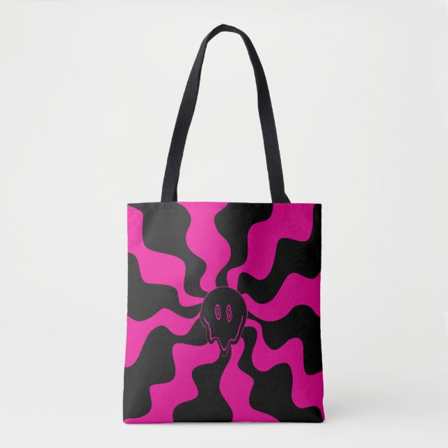 Smile Melt - Magenta and Black Tote Bag (Front)