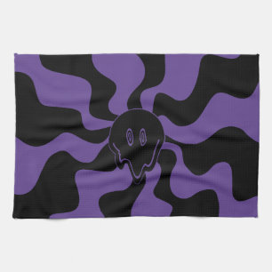 Smile Melt Retro Purple and Black Tea Towel