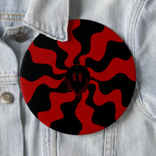 Smile Melt Retro Red and Black 6 Cm Round Badge