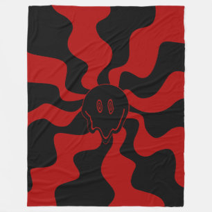 Smile Melt Retro Red and Black Fleece Blanket