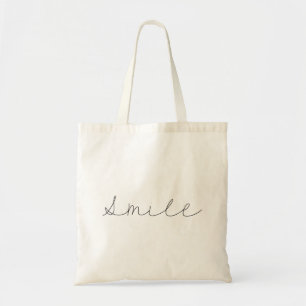 Smile   Minimalist Quote Handwriting Saying Tote Bag