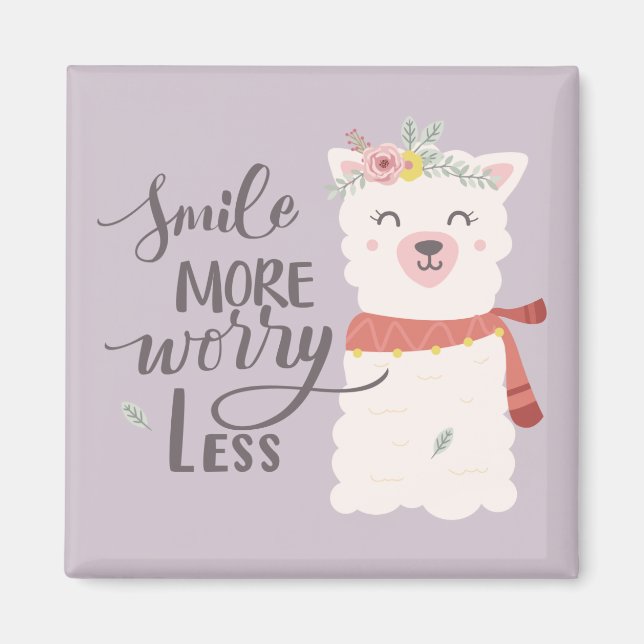 Smile More Llama Magnet (Front)