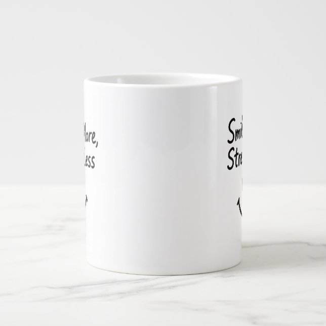 Smile More, Stress Less Doodle Design Large Coffee Mug (Front)