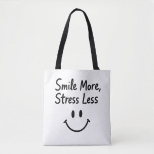 Smile More, Stress Less Doodle Design Tote Bag