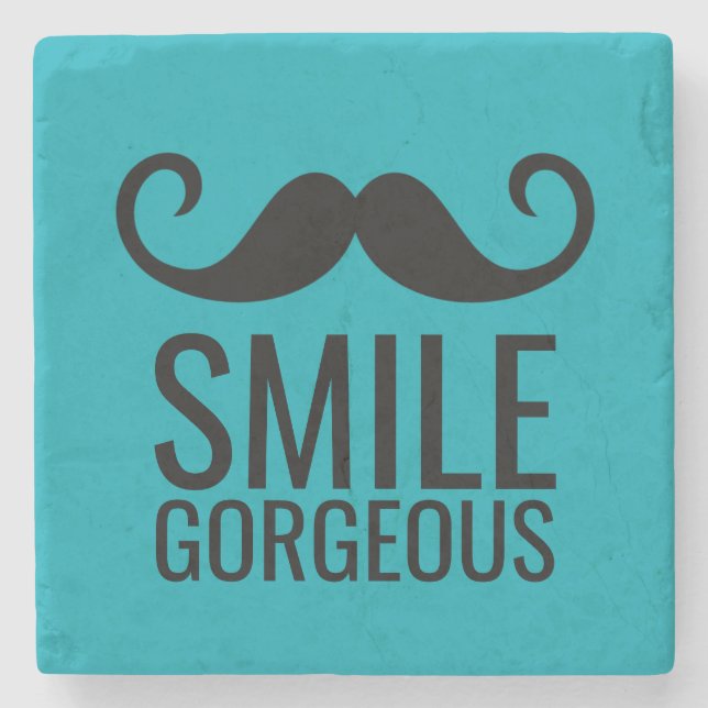 SMILE & Moustache ANY Base COLOR Stone Coasters (Front)