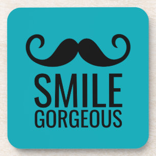 SMILE & Mustache ANY Base COLOR Plastic Coasters
